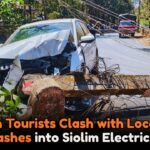 Drunken Tourists Clash with Locals After Car Crashes into Siolim Electricity Pole