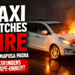 Taxi Catches Fire Near Mapusa-Parra Road, Passengers Escape Unhurt