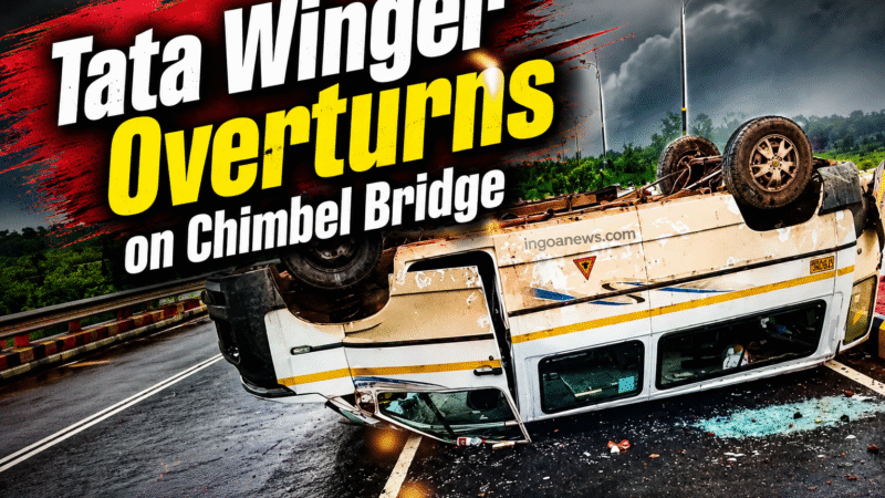 Tata Winger Overturns on Chimbel Bridge